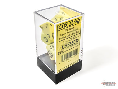Chessex – Opaque Polyhedral Pastel Yellow/black 7-Die Set