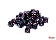 Opaque Black/pink 12mm d6 Dice Block (36 dice)