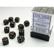 Chessex - Opaque 12mm d6 (36 Dice) Black/gold
