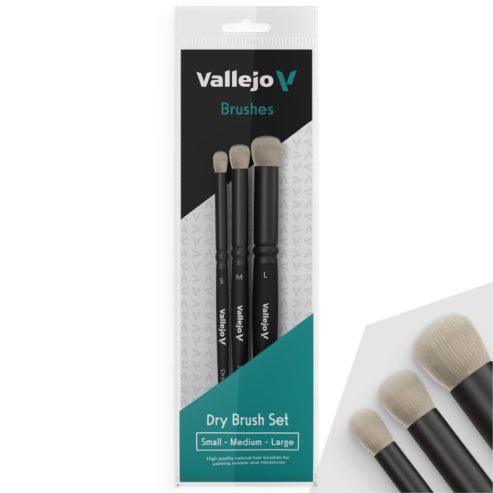 Vallejo – Brush Set – Dry Brush – Dry Brush Set – Natural Hair (S, M & L)