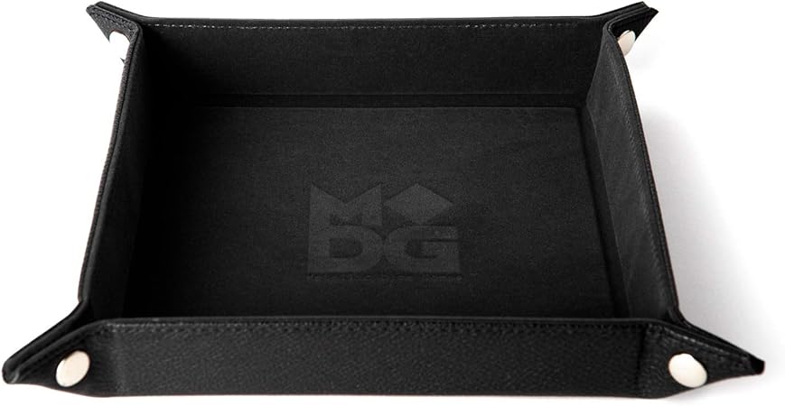 Fanroll Velvet Dice Tray with Leather Backing, Black