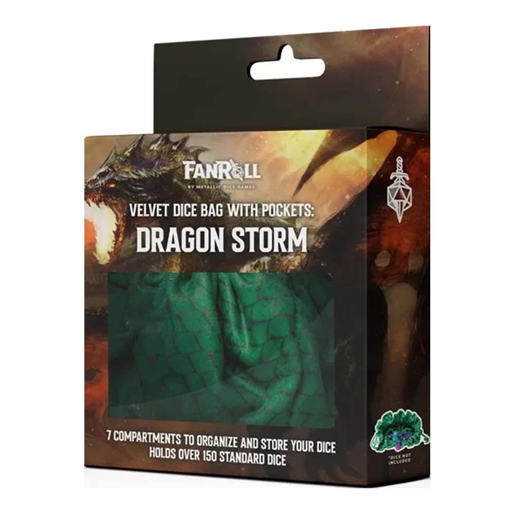 MDG - Dragon Storm Velvet Compartment Dice Bag: Green