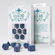 QW - Elvish Cobalt & Silver Dice Set