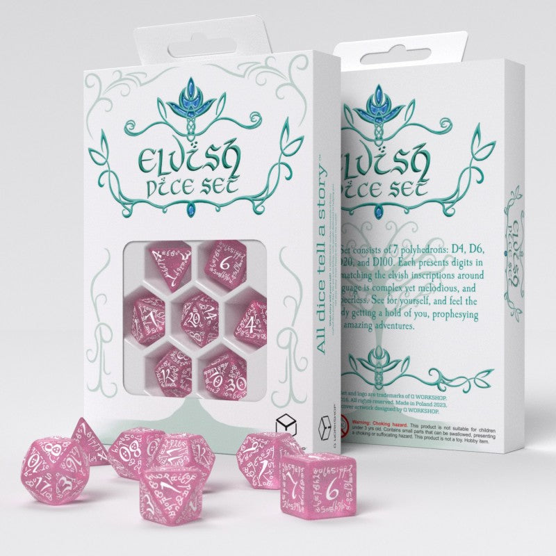 QW - Elvish Shimmering pink & White Dice Se