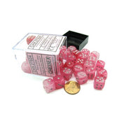 Chessex – Ghostly Glow 12mm d6 Pink/silver Dice Block (36 dice)